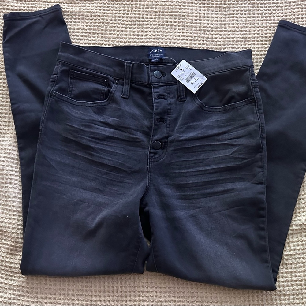 J. Crew 10” High-Rise Black Button-Fly Skinny Jeans